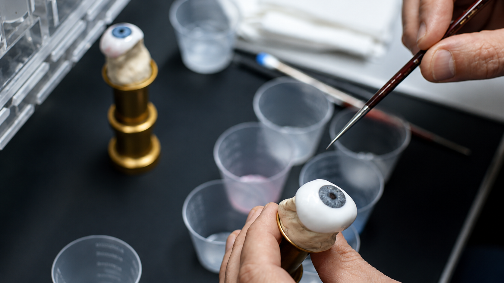 05 clean ocularist workbench prosthetic eye painting iris