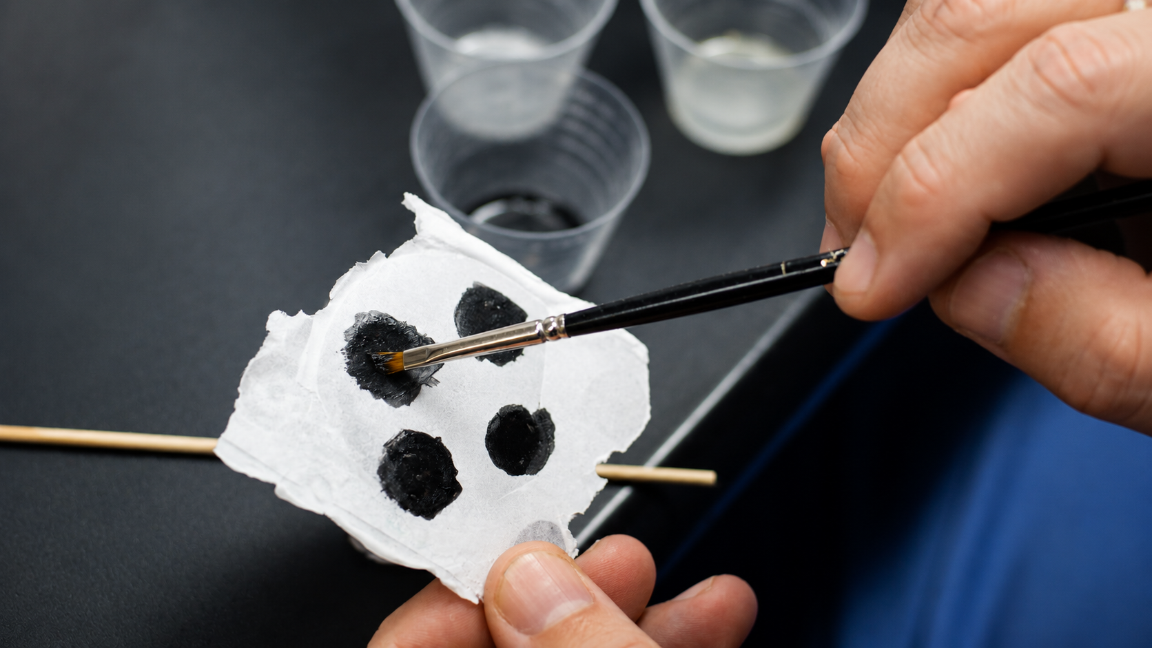 06 brush painting black pigment process making prosthetic irises for prosthetic ocular prostheses