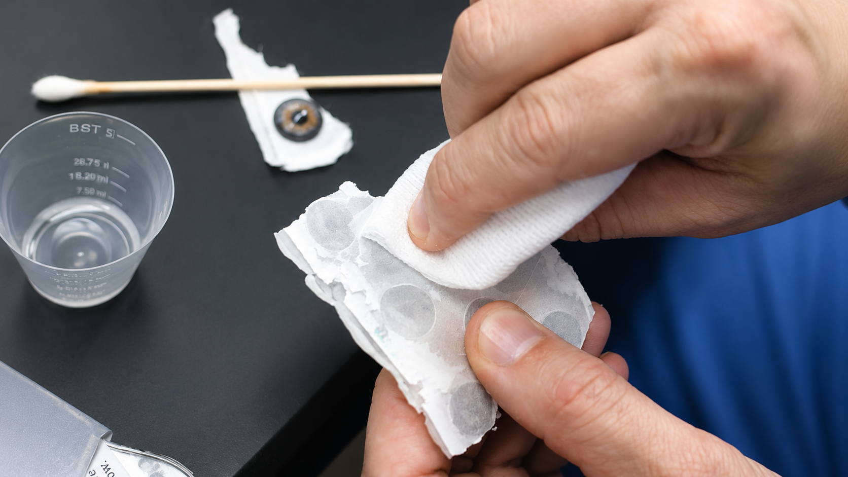 15 wiping prosthetic iris sample card process